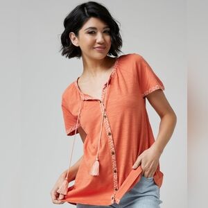 Coral Boho Top